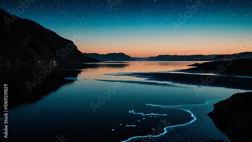 A stunning digital painting that expertly depicts the lovely convergence of rivers and sea. 