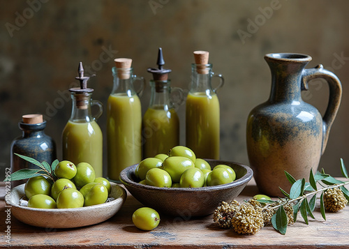 A handmade collection of vintage and antique olive harvest themed items is carefully curated for its unique artistic appeal