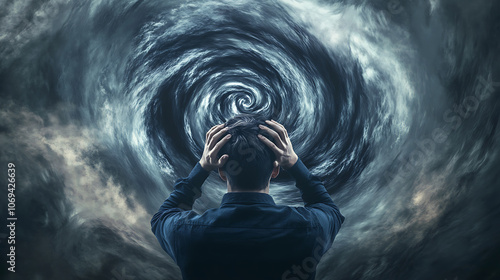 An illustrative concept representing Attention Deficit Hyperactivity Disorder (ADHD) Swirling thoughts, indicating hyperactivity, impulsivity, and inattention