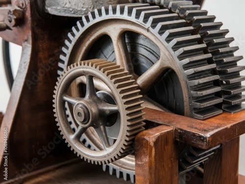 Close-Up of Vintage Mechanical Gears and Cogs