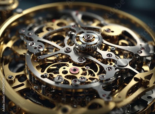 Intricate close-up of a vintage mechanical watch movement showcasing gears and craftsmanship