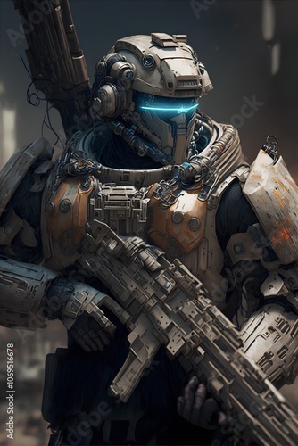 3D CG rendering of cyber man. High resolution image gallery.