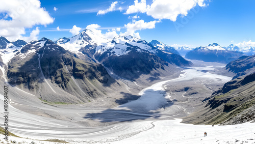 View on the Pers Glacier is a glacier in the Bernina range in the canton of Grisons in the Upper Engadine , Switzerland