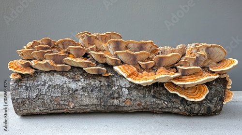 Close-Up of Fungi on a Log