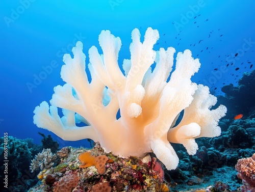 Underwater Coral Reef Scene with White Coral