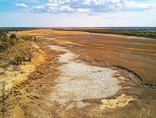 Dried Up Riverbed, Cracked Earth, Australian Outback