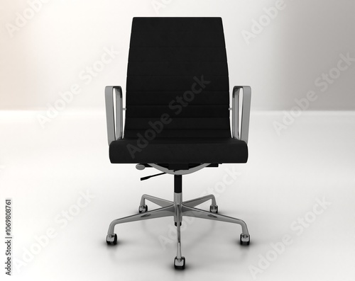 The office chair from black leather, isolated. The office chair from black leather. Leather office chair isolated on a white background. 