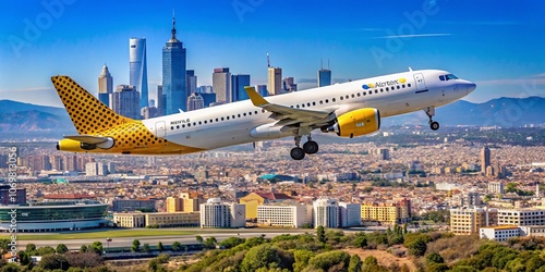 Airbus A320 Taking Off from Barcelona Airport - March 2023 - Vueling Airlines Departure at Josep Tarradellas Barcelona-El Prat in Beautiful Spanish Skyline