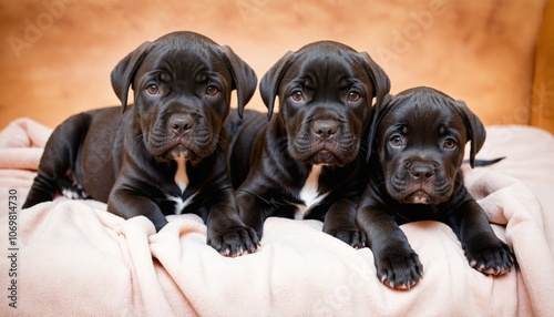 Newborn puppies. Cane Corso puppies, Formentino color. Cane Corso puppies are two weeks old. Newborn puppy shoot. new life