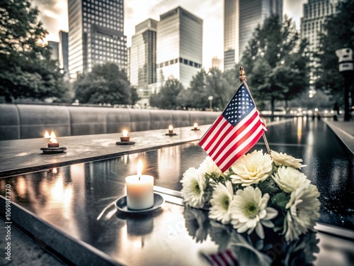 Vintage Style Photography of 9/11 Tribute, Memorials, and Rebuilding Efforts Capturing the Resilience and Unity of a Nation in the Aftermath of the Tragic Events of September 11, 2001