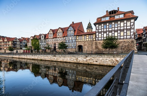 Beautiful old town of Hann Munden and its medieval half-timbered architecture