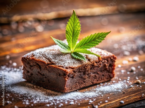 Indulge in the Decadence of Pot Brownies: A Close-Up of Deliciously Rich Chocolate Brownies with Cannabis Infusion, Perfect for Relaxation and Enjoyment