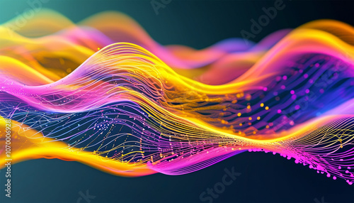 Abstract dot point connect with gradient line and aesthetic Intricate wave line design , internationalization social network or business big data connection technology concept.