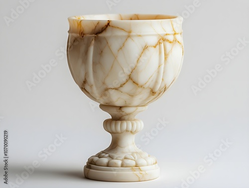 A goblet made from white marble showcases intricate details and smooth curves exuding luxury and sophistication