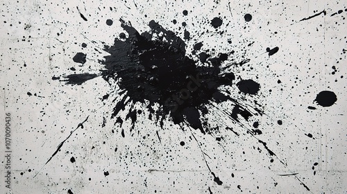 Abstract Black Paint Splash on White Background