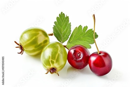 gooseberry and cranberry on white