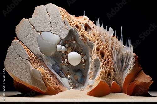 grains of sand cemented together displaying quartz and feldspar