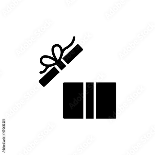 Open gift box icon black and white vector sign