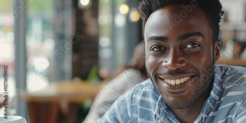 Young man engages in a business meeting and job interview, discussing ideas over coffee with a cheerful demeanor, ready to contribute and collaborate