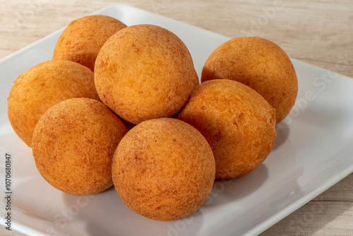 Buñuelos traditional Colombian food, Buñuelo made of wheat flour, consumed at Christmas.