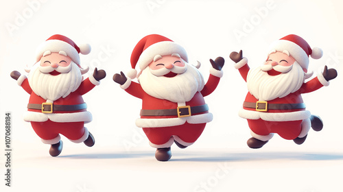 Set of Christmas banner with cute toy Santa Claus Illustration. New Year's garlands, 3D Santa on a blue background with free space for the inscription.