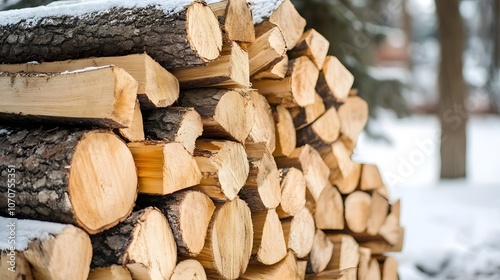 rustic woodpile and logs in natural setting