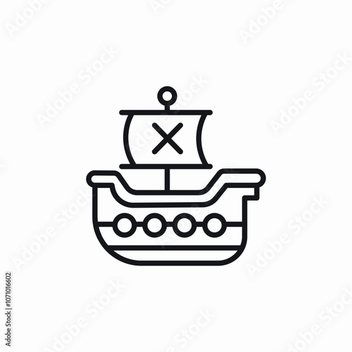 galley ship x icon sign vector