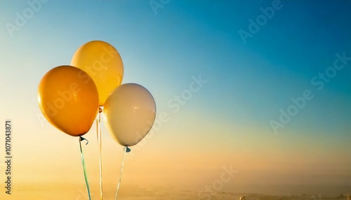 Ballons gonflés à l'hélium dans le ciel