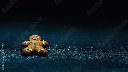  A detailed shot of a portion of food resting on a cerulean background and featuring a nearby slice of ginger