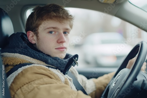 inexperienced or young driver behind the wheel