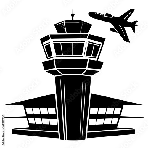 Airport Control Tower Icon: A sleek and modern icon depicting an airport control tower with an airplane taking off above.