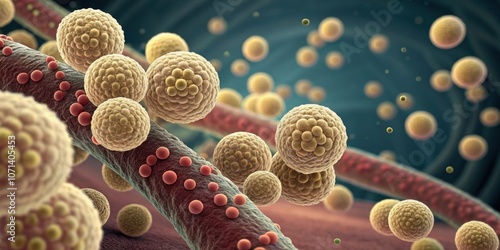 ShortChain Fatty Acids SCFAs A closeup of SCFAs such as butyrate illustrated as tiny spheres produced by gut bacteria showcasing their role in regulating inflammation and glucose