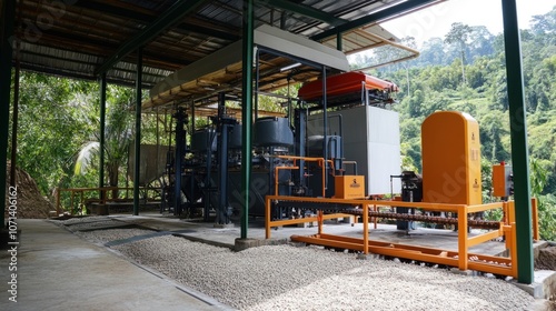 Compact rice mill unit, designed for small-scale or local production, featuring essential milling and processing equipment