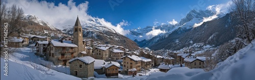 Explore the charming village of Cogne nestled in Valle d'Aosta with Gran Paradiso towering in the background