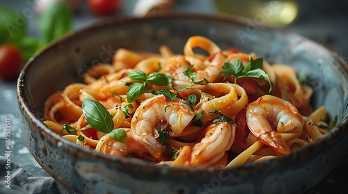 Frutti di Mare coastal Italy seafood pasta dish featuring a mix of shellfish and mollusks in a light tomato sauce