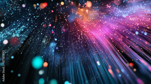 Cables used for computer networks, shown against a backdrop of fiber optic strands.