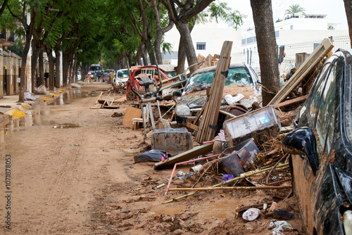 Destroyed cars after the DANA of 2024 passed through Valencia, Spain