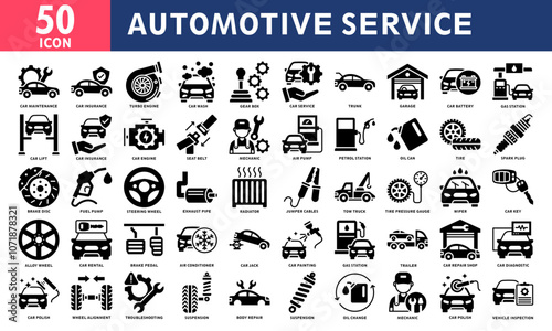 Automotive Service icon collection set. Simple glyph vector.