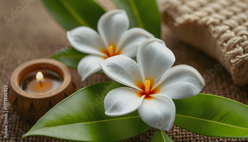 Thai Spa. Massage spa treatment aroma for healthy wellness and relax. Spa Plumeria flower for body therapy. Lifestyle Healthy Concept highlighted by white, png