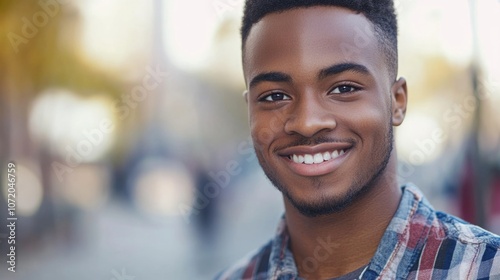 A smiling man, ideal for depicting joy or positivity in various contexts