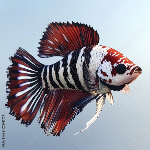 Colorful Betta Fish with Striking Zebra Pattern