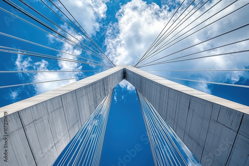 A large bridge with two tall pillars and a long, thin bridge