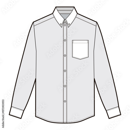 Classic Long Sleeve Button-Down Shirt Mockup - Front View 