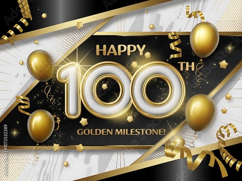 100th Birthday Milestone - Golden Stars