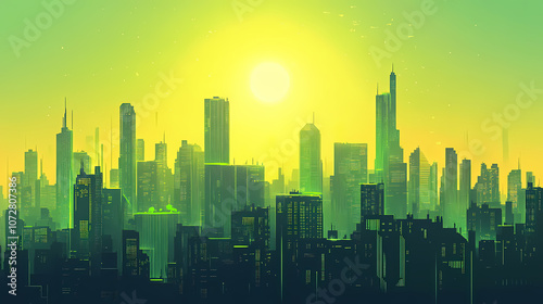 Futuristic utopia megacity concept. green eco friendly metropolis illustration. generative ai. Utopia. Illustration