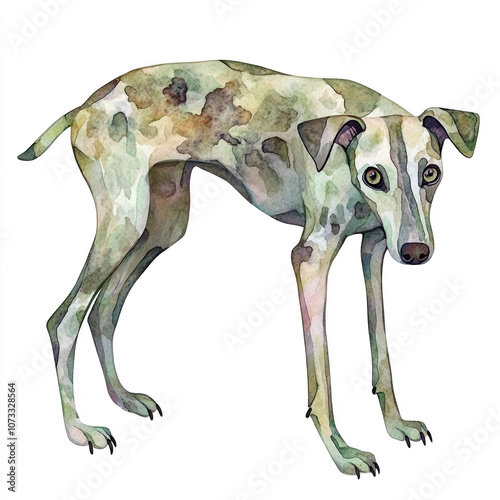 A4 Harrier Dog Watercolor Cute And Creepy Dog Clip Art Illustration