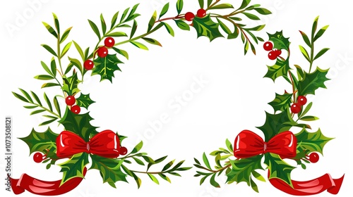 Christmas Wreath Isolated on White Background - a festive and charming visual. The Christmas wreath isolated on the white background creates a simple yet elegant look. It gives the impression of a hol