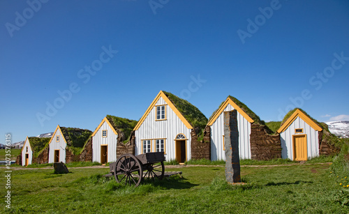 Traditional Icelandic church and farm house