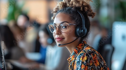 Diverse team of professionals using headsets while engaged in their tasks at a busy call center Many telephone operators collaborating in an active office environment