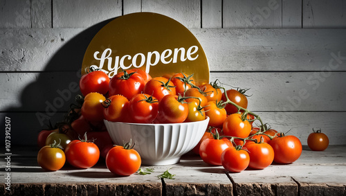 Fresh tomatoes with antioxidant sign